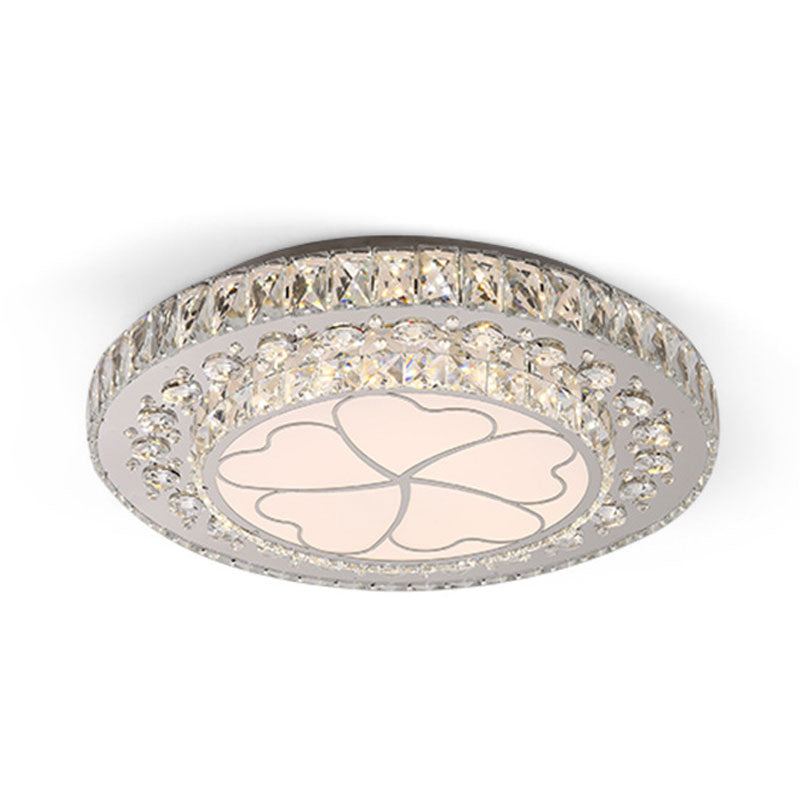 Floral Crystal Suspension Led Pendant Light For Bedroom In Stainless Steel