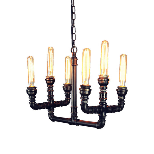 Trident Metallic Suspension Pendant - Black 6 Heads Perfect For Restaurants!
