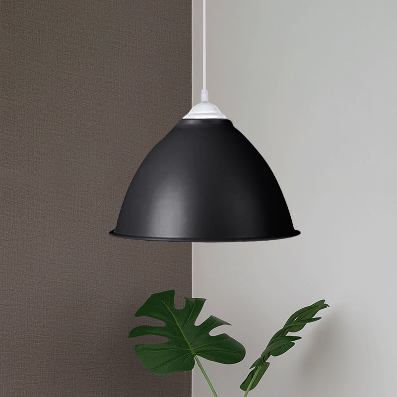 1-Light Industrial Dome Pendant Light In Frosted Green/Yellow For Dining Room - Aluminum Ceiling