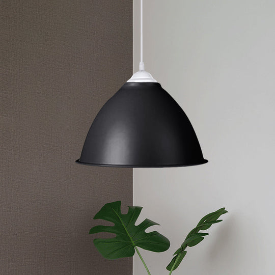 1-Light Industrial Dome Pendant Light In Frosted Green/Yellow For Dining Room - Aluminum Ceiling