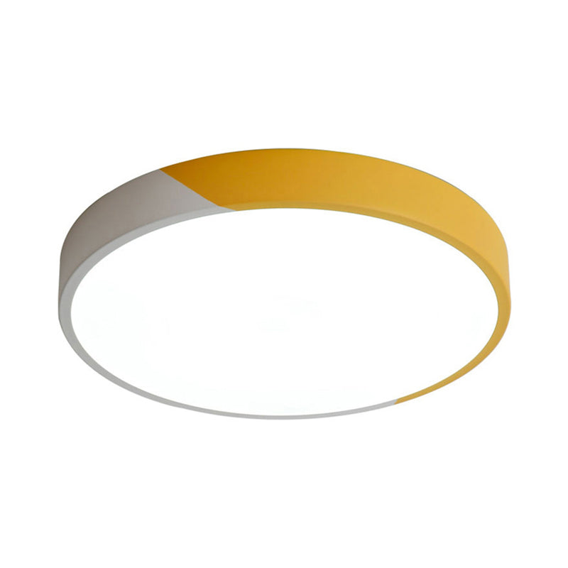 Round Flush Mount Led Ceiling Lamp In Macaron Acrylic And Metal - Available 3 Sizes Color Options
