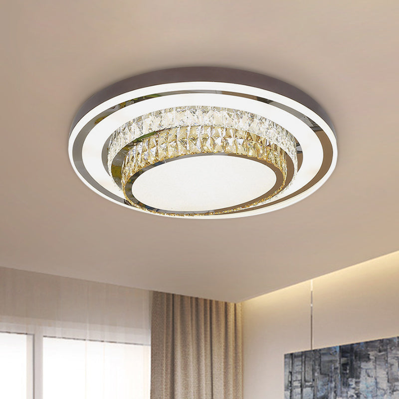 Contemporary Crystal Led Flush Ceiling Light