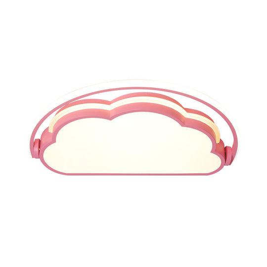Cartoon Led Flush Mount Ceiling Light For Kids’ Bedrooms - Available In Pink White And Blue