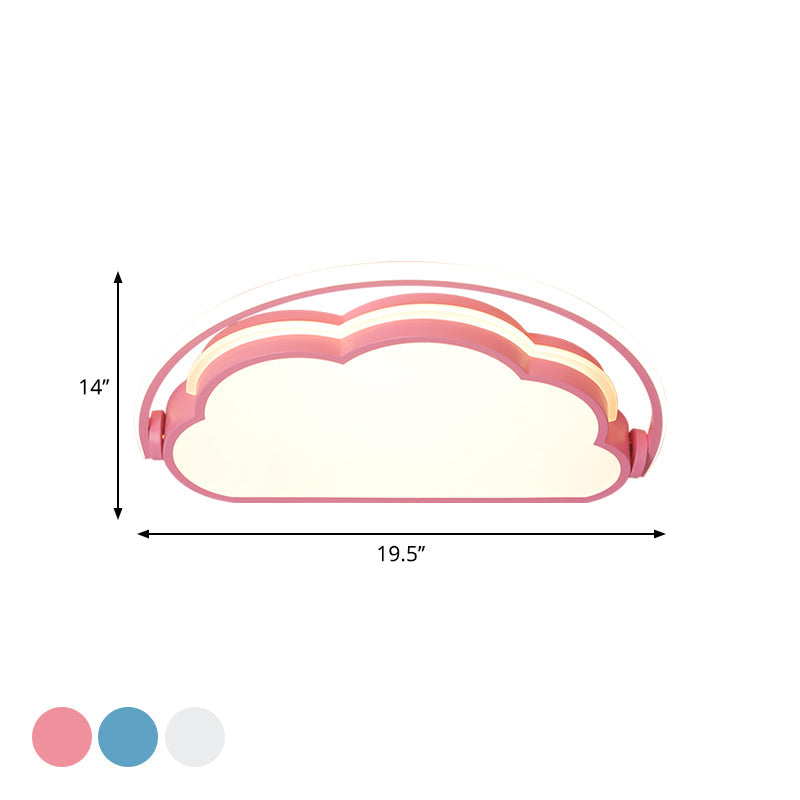 Cartoon Led Flush Mount Ceiling Light For Kids’ Bedrooms - Available In Pink White And Blue