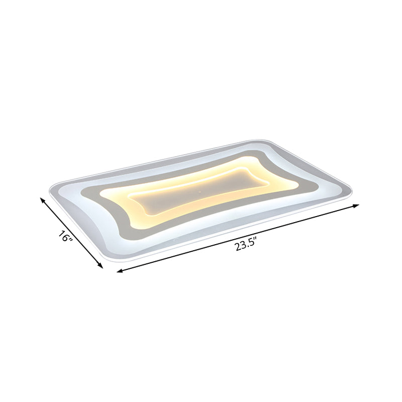 23.5’ - 47’ Wide Rectangular Acrylic Flushmount Led White Ceiling Light In Warm/White