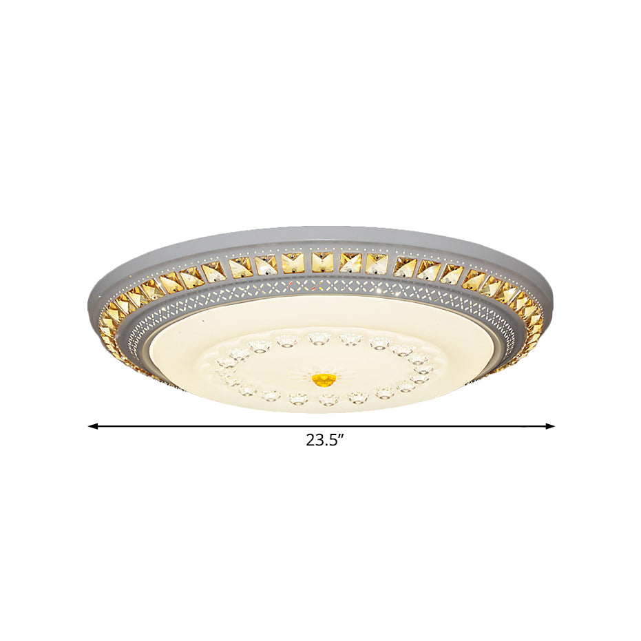 Contemporary Led Crystal Accent Ceiling Light Fixture - White 19.5/23.5/31.5 Width