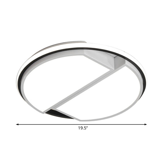 White Led Round Flush Mount Light Fixture With Acrylic Shade For Bedroom Ceiling -16/19.5 Dia