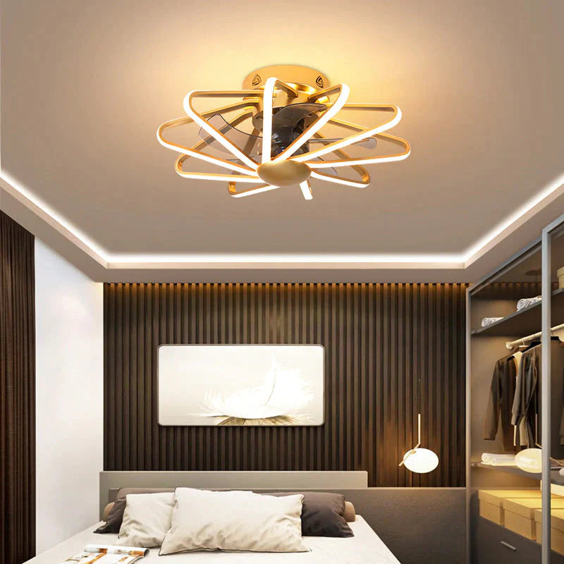 110V Lampe Creative Restaurant Ventilateur Lampe Salon Chambre Plafonnier Intégré
