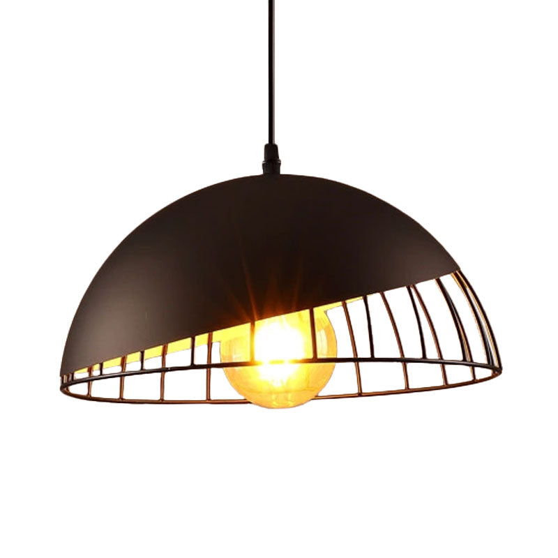 12’/14’ Retro Style Hanging Pendant Light With Metal Bowl Design - Black/Gray Finish For Dining