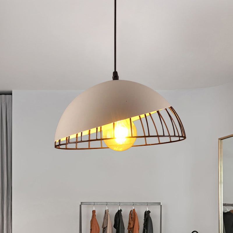 12’/14’ Retro Style Hanging Pendant Light With Metal Bowl Design - Black/Gray Finish For Dining