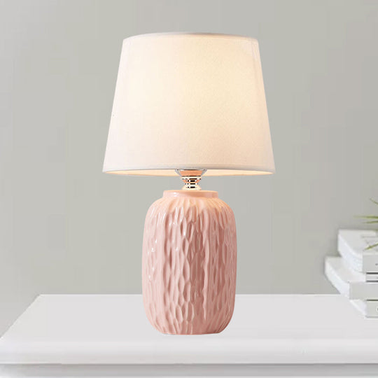 Modern Hammered Ceramic Night Lamp In Pink/Blue/Yellow With Tapered Lampshade
Note: Its Important