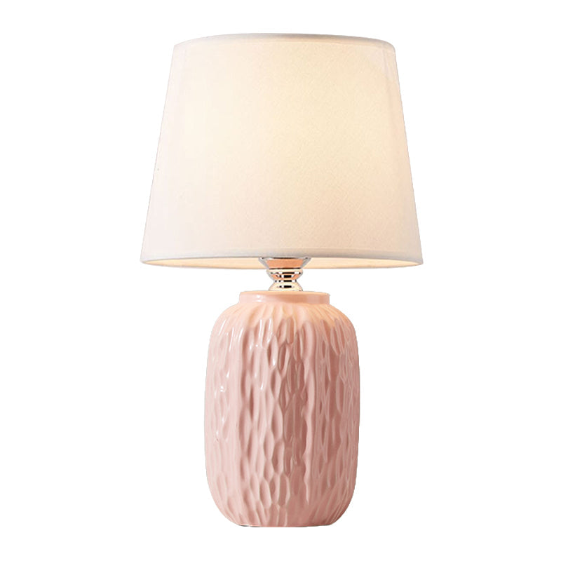 Modern Hammered Ceramic Night Lamp In Pink/Blue/Yellow With Tapered Lampshade
Note: Its Important