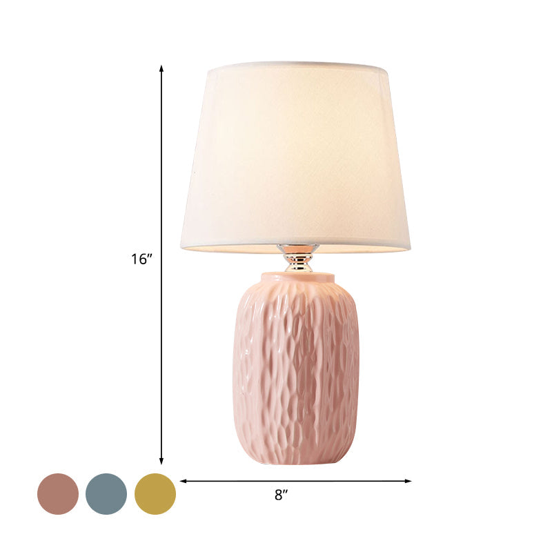Modern Hammered Ceramic Night Lamp In Pink/Blue/Yellow With Tapered Lampshade
Note: Its Important