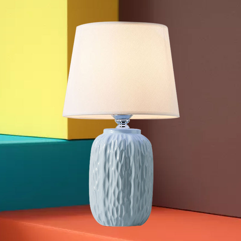 Modern Hammered Ceramic Night Lamp In Pink/Blue/Yellow With Tapered Lampshade
Note: Its Important