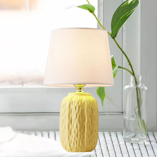 Modern Hammered Ceramic Night Lamp In Pink/Blue/Yellow With Tapered Lampshade
Note: Its Important