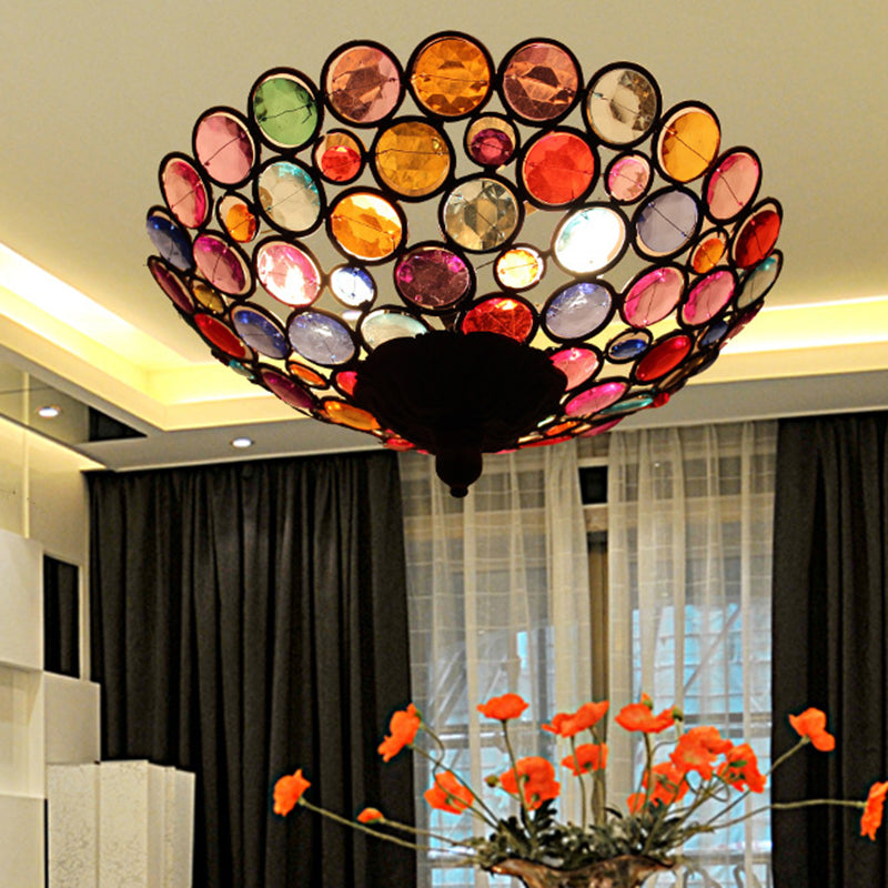 12’/19.5’ Flush Mount Metallic Ceiling Light With Acrylic Design - Brass Finish For Living Room