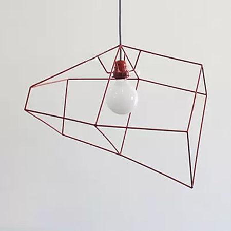 1-Light Metal Suspension Pendant With Abstract Red/Yellow/Black Shade - Sleek And Simple Ceiling