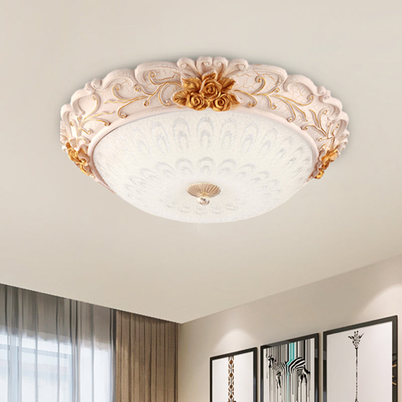 12’/16’/19.5’ Led Flush Mount Lighting With Opal Blown Glass Shade - White - Gold Retro