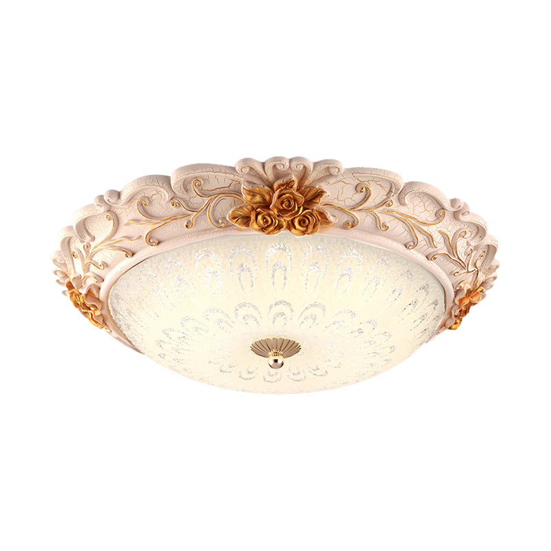 12’/16’/19.5’ Led Flush Mount Lighting With Opal Blown Glass Shade - White - Gold Retro Ceiling Lamp