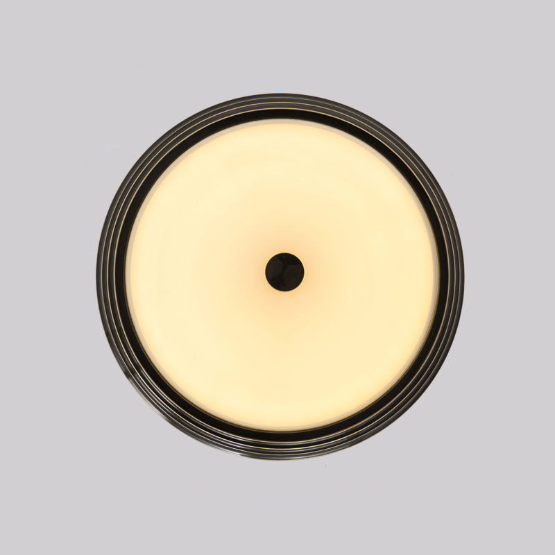 14’/15’/19’ Wide Black Country Style Circular Led Flush Ceiling Lighting With Opal Glass - Mount
