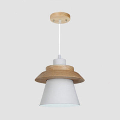 Asian Style Pendant Light With Wood Deco Metal - Coolie Shade Stairway Hanging 1 White