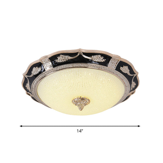 14’/16’/19.5’ Retro Bowl Led Flush Light In Black With Cream Glass – Ideal For Hotel Ceilings