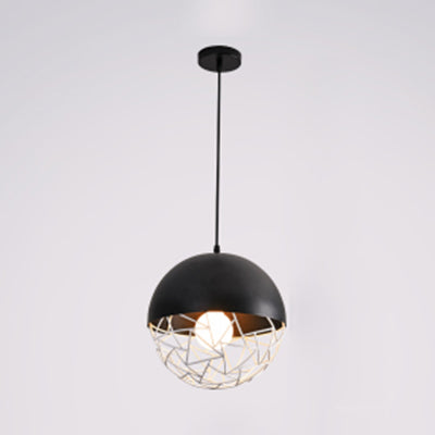 Metal Sphere Pendant Light Fixture - Hollow Design 1-Bulb Contemporary Suspended Black / 8