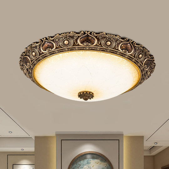 Led Farmhouse Flush Mount Light With Frosted Glass And Brown Finish - 3 Size Options Warm/White