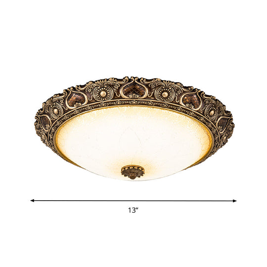 Led Farmhouse Flush Mount Light With Frosted Glass And Brown Finish - 3 Size Options Warm/White