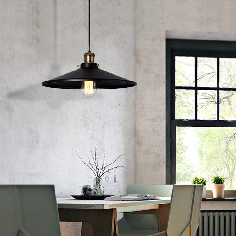 Stylish Metallic Saucer Pendant Ceiling Light For Foyer - Loft 8.5’/10’ Diameter 1 Head Black