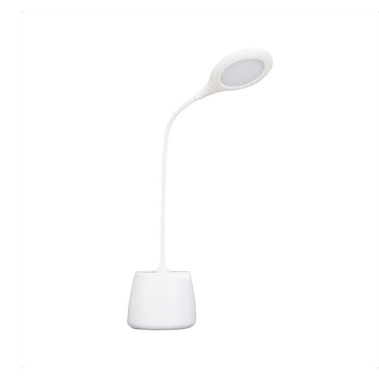 Multi-Colored Round Shade Desk Lamp With Usb Charging Led Reading Light And Pen Holder