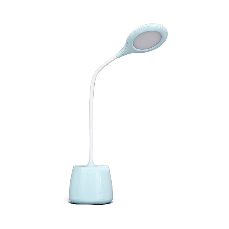 Multi-Colored Round Shade Desk Lamp With Usb Charging Led Reading Light And Pen Holder