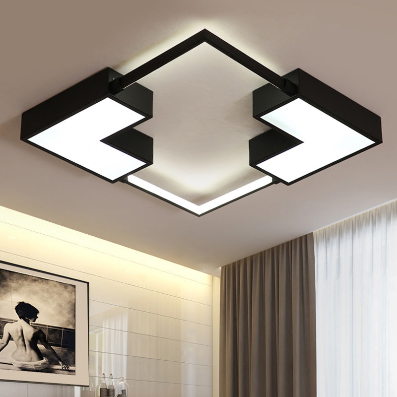 Simple Acrylic Led Flush Mount Ceiling Light In Black/White - Warm/White 16’/19.5’/23.5’ Wide