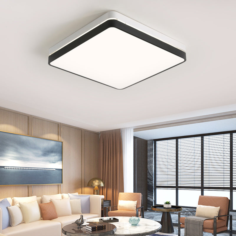 Modern Black And White Square Ceiling Light With Led Flush Lighting For The Bedroom / 21’