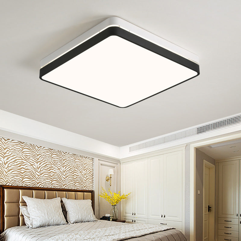 Modern Black And White Square Ceiling Light With Led Flush Lighting For The Bedroom