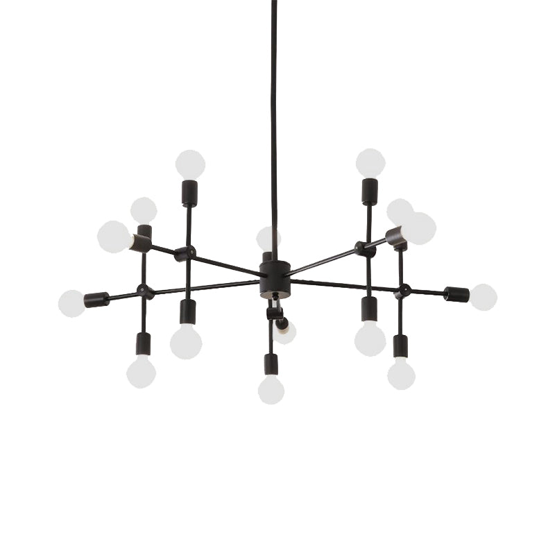 Industrial Metal Bulb Chandelier: Open Design 9/12 Lights Black/Brass Pendant Lighting For Dining