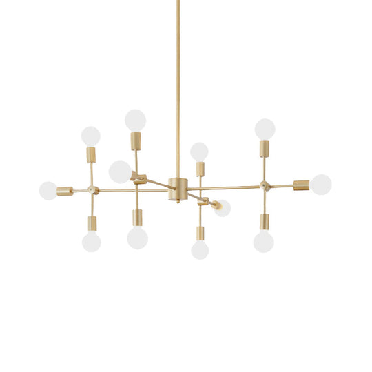 Industrial Metal Bulb Chandelier: Open Design 9/12 Lights Black/Brass Pendant Lighting For Dining