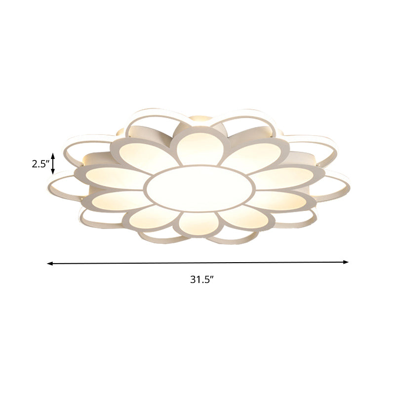 Contemporary Led Ceiling Light: 20.5/27/31.5 Dia White Metal Flush Mount Fixture For Living Room