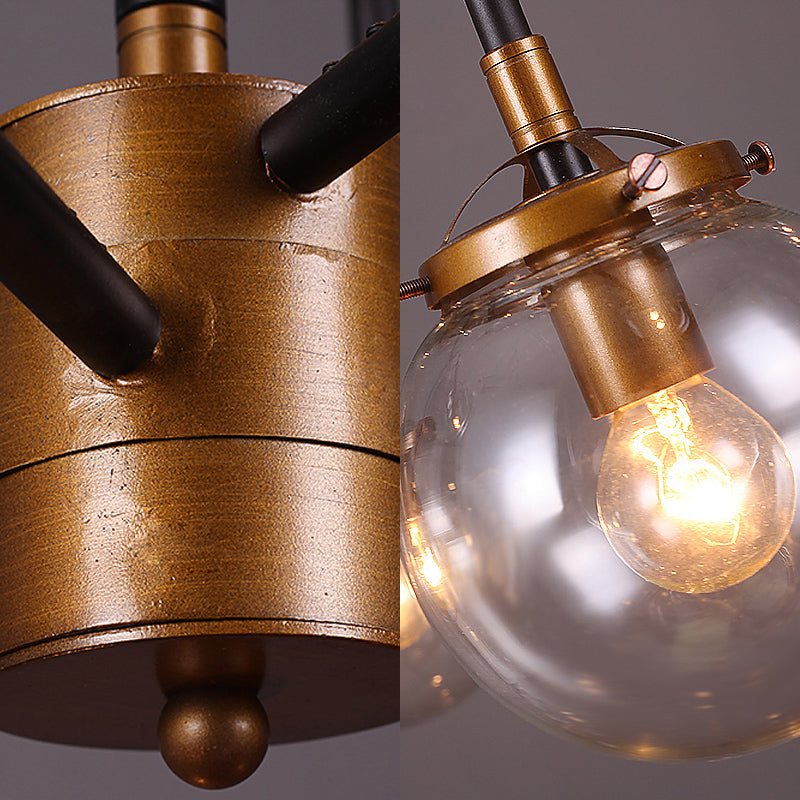 Modern Black Chrome Glass Globe Chandelier Pendant Light - Industrial Style 8/9 Lights For Living