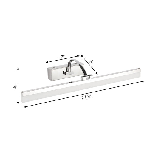 Contemporary Led Vanity Light Slim Acrylic Design Chrome Finish Wall Mounted Bathroom Lamp (16/19.5