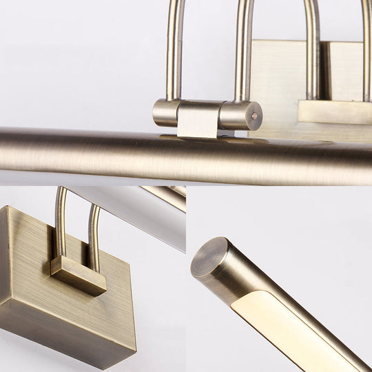 Modern Metallic Arc Led Vanity Light Fixture With Acrylic Shade - 16.5/20.5 W Nickel Finish