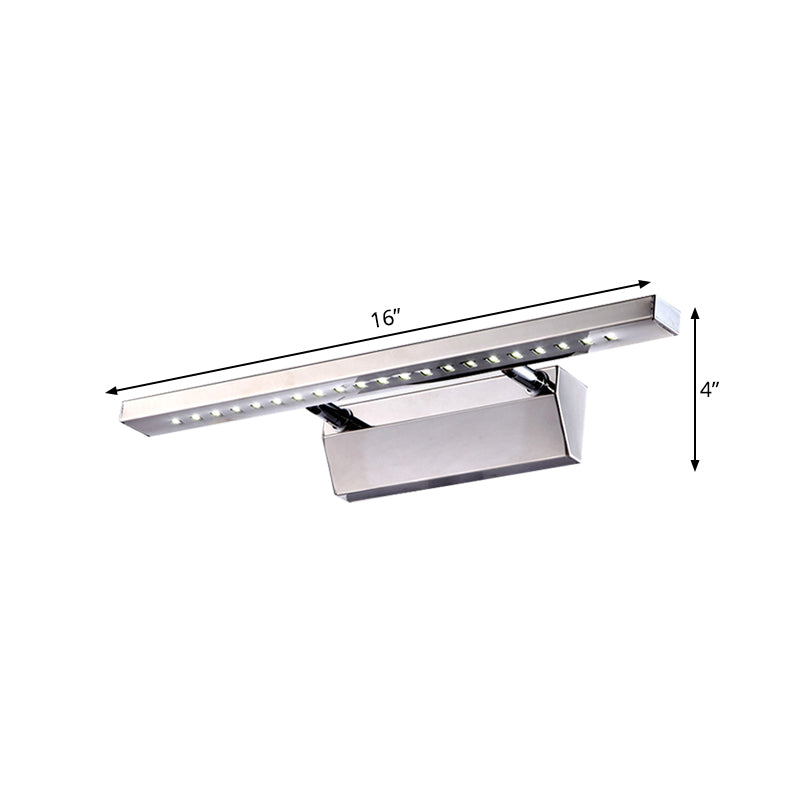 Modern Stainless Steel Wall Sconce Light - 16/19.5 Rectangular Led Vanity With Chrome Finish And