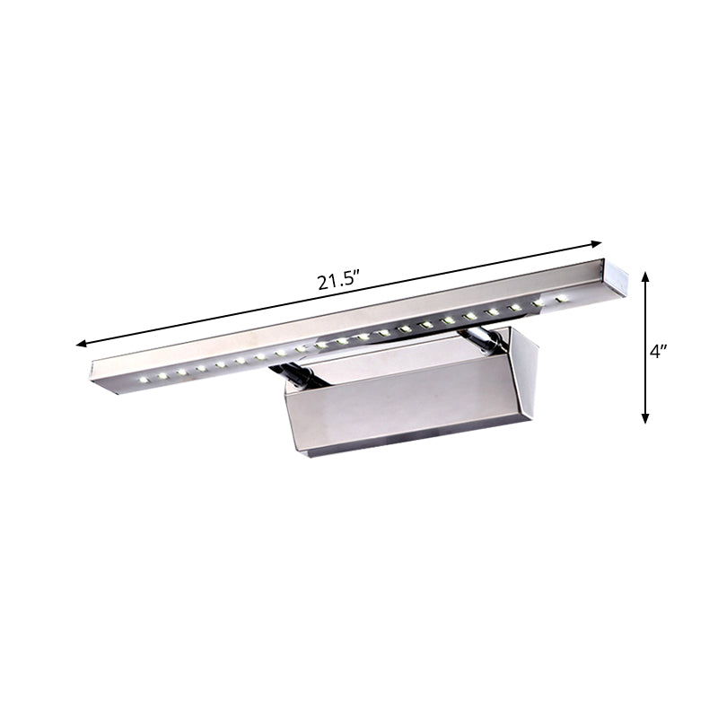 Modern Stainless Steel Wall Sconce Light - 16/19.5 Rectangular Led Vanity With Chrome Finish And