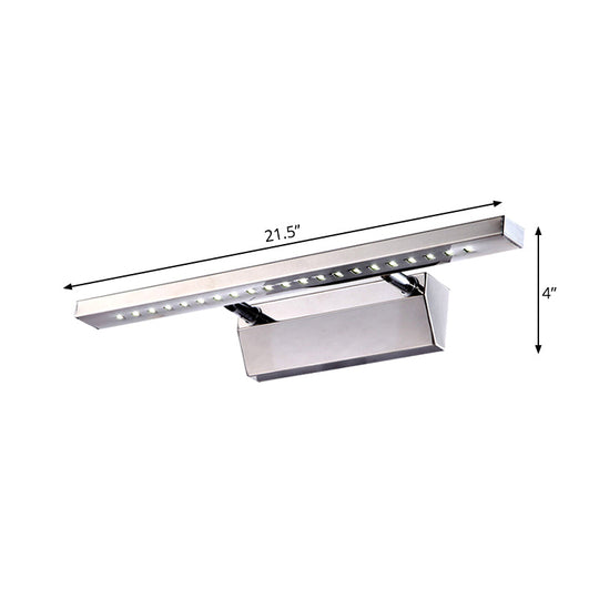 Modern Stainless Steel Wall Sconce Light - 16/19.5 Rectangular Led Vanity With Chrome Finish And