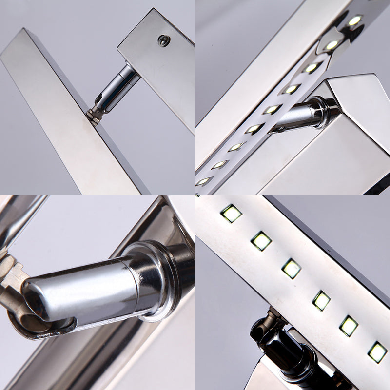 Modern Stainless Steel Wall Sconce Light - 16/19.5 Rectangular Led Vanity With Chrome Finish And