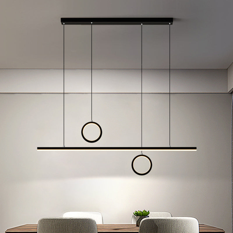 Black/Gold Metal Linear Led Chandelier Lamp - Multiple Hanging Lights Warm/White Glow Black / Warm