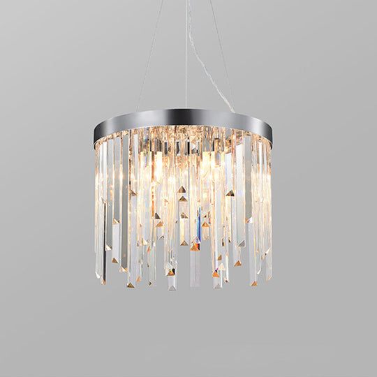 Contemporary Hanging Lamp Kit With Crystal Prisms 2/6 Bulbs 8’/16’ Wide