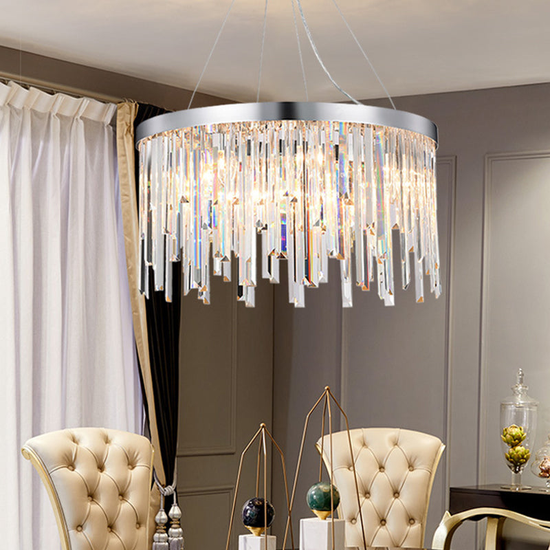 Contemporary Hanging Lamp Kit With Crystal Prisms 2/6 Bulbs 8’/16’ Wide