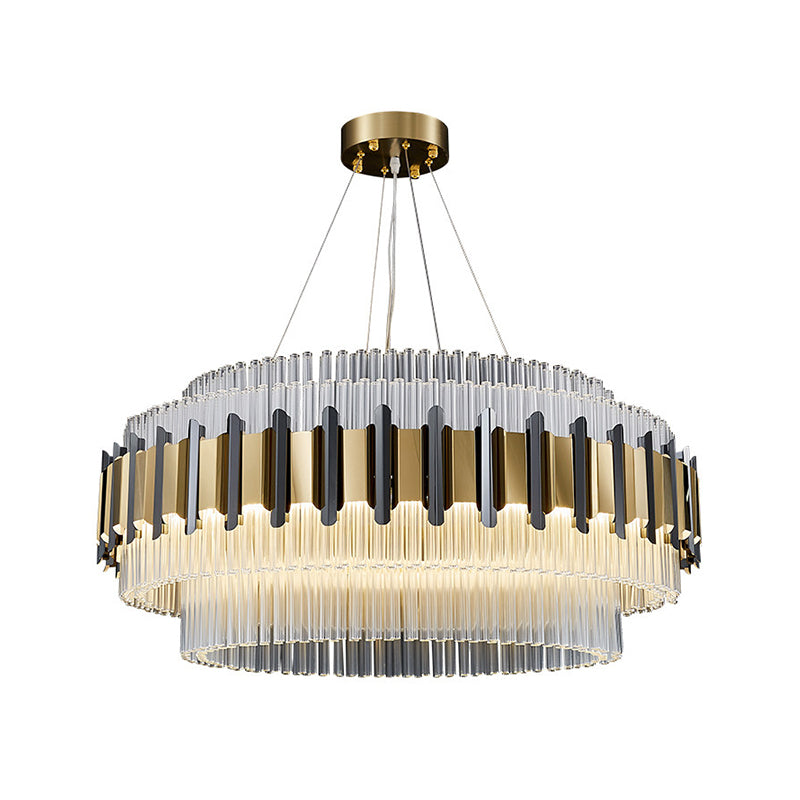 Contemporary Led Crystal Chandelier - Clear Tubes Ceiling Light Fixture For Parlor