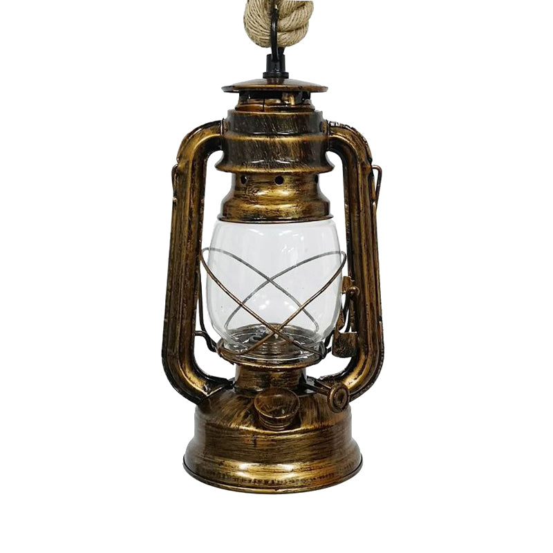 Industrial Clear Glass Pendant Ceiling Light For Coffee Shop - Black/Bronze/Antique Brass Finish